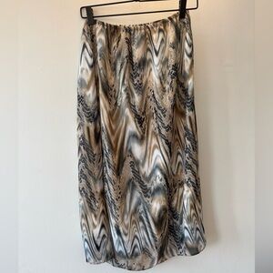 Vintage Snake print tan women’s midi skirt Y2K sheer layered Medium USA